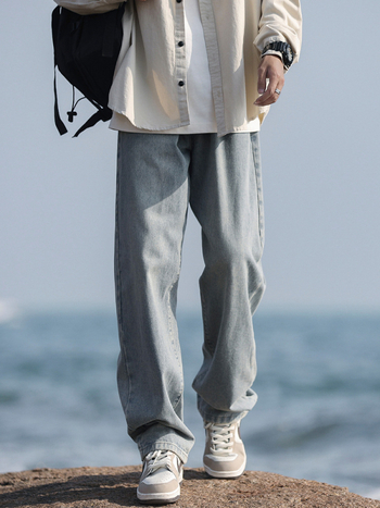 Muške traperice, labav kroj, ravne nogavice, pamuk, srednji struk