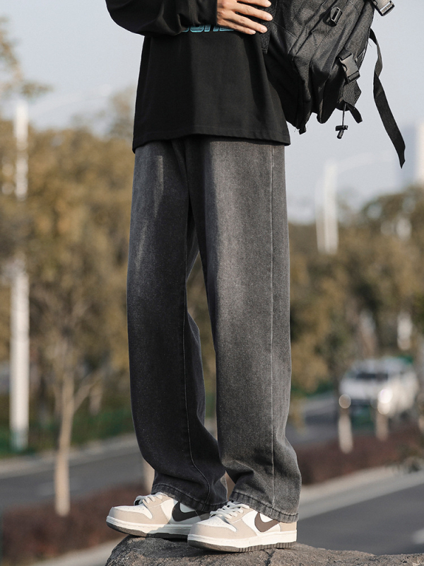 Muške traperice, labav kroj, ravne nogavice, pamuk, srednji struk