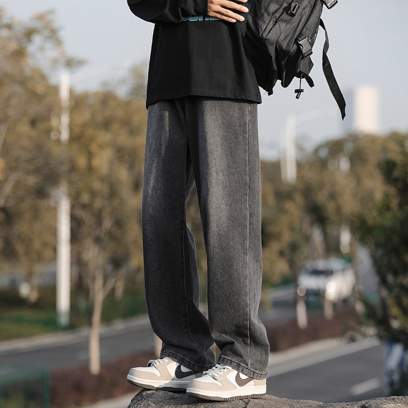 Muške traperice, labav kroj, ravne nogavice, pamuk, srednji struk