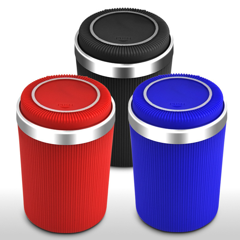 Autós hamutartó, többsfunkciós nyomásra nyíló fedéllel, belső ABS bevonattal, LED világítással, tűzálló 4A osztályú, modell 021, súly 122 g