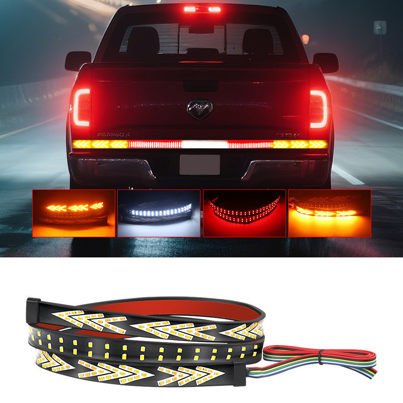 Traka stražnjeg svjetla za pickup s dizajnom tekuće vode – pokazivač, kočnica i svjetlo za vožnju unatrag, više načina, 10W, 12–28V, 0.1A, PVC