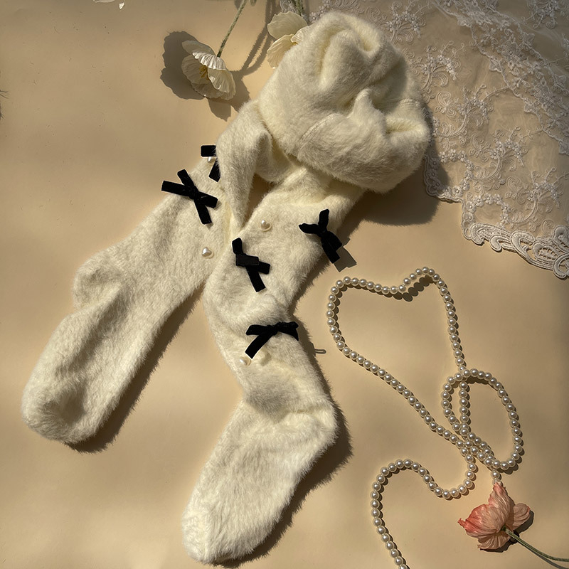 Zimske tople pantyhose za djevojčice i djecu s unutarnjim Rex krznom, slatki srcoliki uzorak Lolita stil