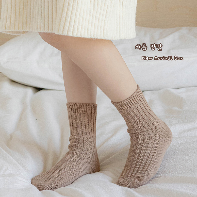 Dječje debeli srednje dužine čarape za jesen i zimu, jednobojne, japanski/korejski školski stil, smeđa