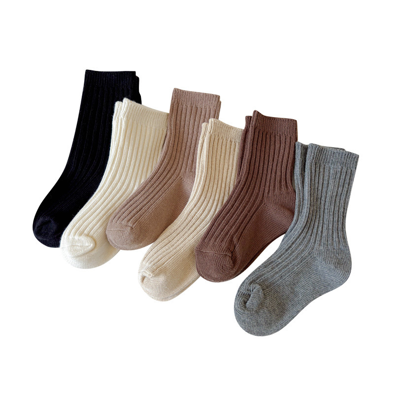 Dječje debeli srednje dužine čarape za jesen i zimu, jednobojne, japanski/korejski školski stil, smeđa