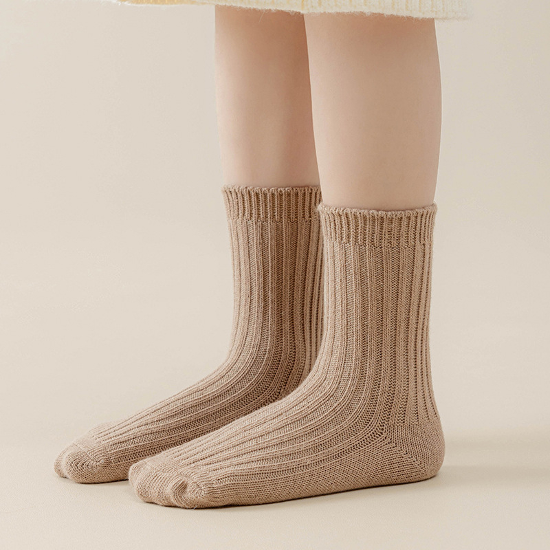 Dječje debeli srednje dužine čarape za jesen i zimu, jednobojne, japanski/korejski školski stil, smeđa