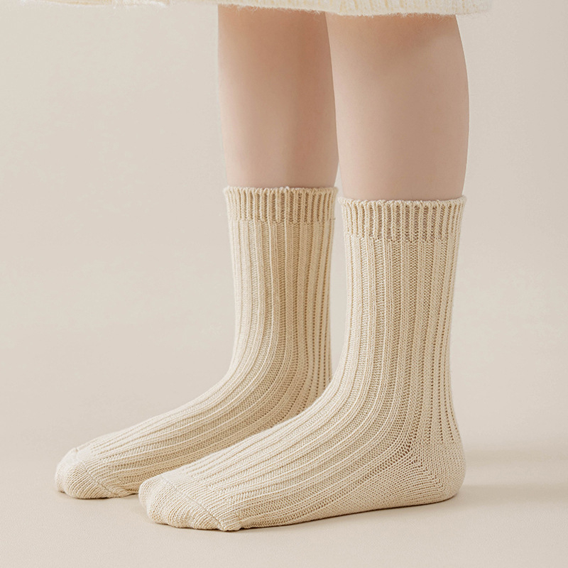 Dječje debeli srednje dužine čarape za jesen i zimu, jednobojne, japanski/korejski školski stil, smeđa