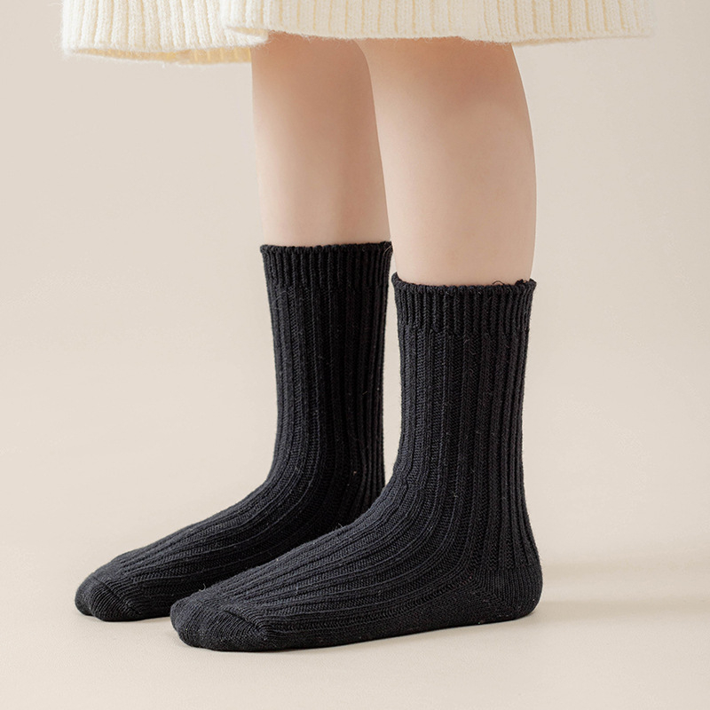Dječje debeli srednje dužine čarape za jesen i zimu, jednobojne, japanski/korejski školski stil, smeđa
