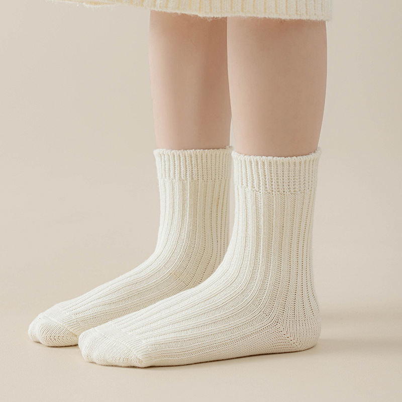 Dječje debeli srednje dužine čarape za jesen i zimu, jednobojne, japanski/korejski školski stil, smeđa