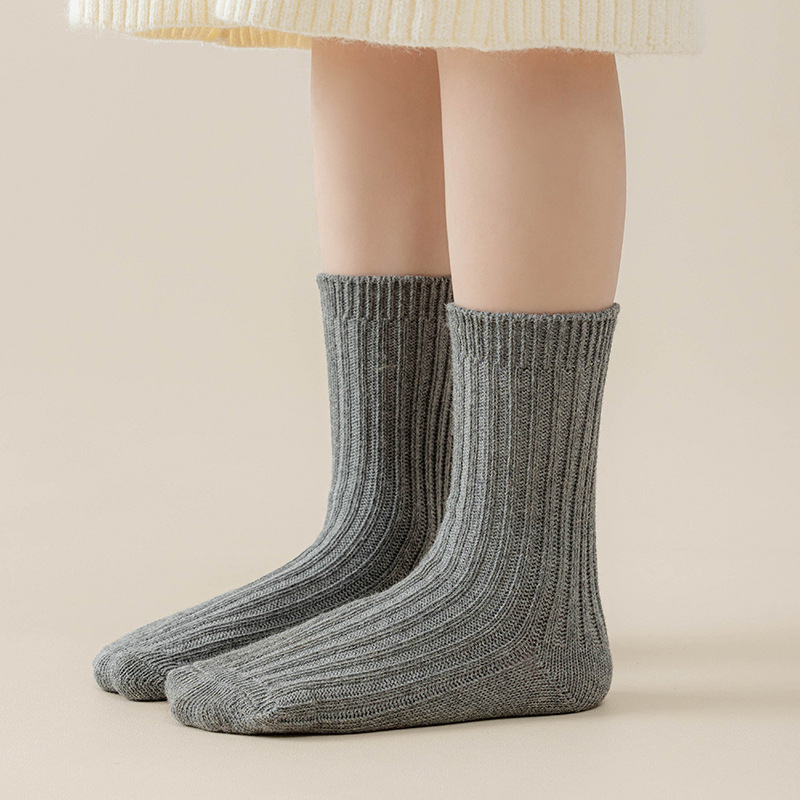Dječje debeli srednje dužine čarape za jesen i zimu, jednobojne, japanski/korejski školski stil, smeđa