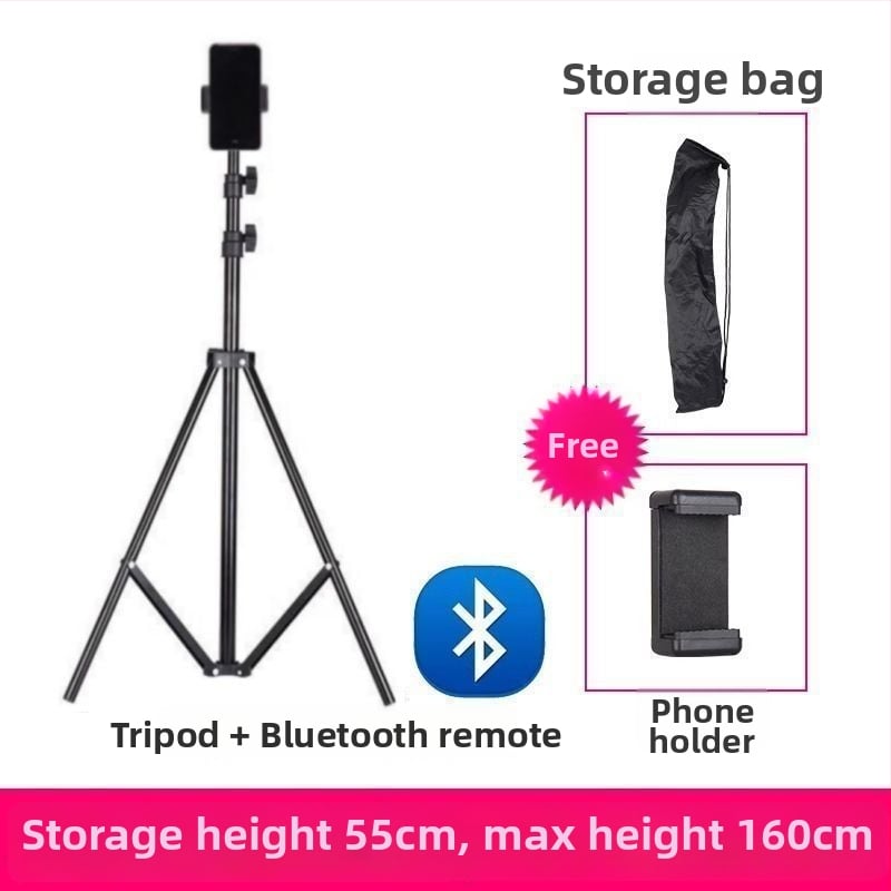 Mobiltelefon-tartó és tripod élő közvetítéshez, univerzális fotózáshoz, asztali vagy álló kivitel, teleszkópos, rozsdamentes acél