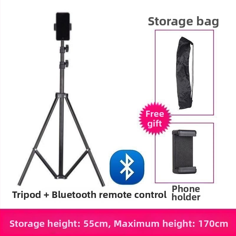 Mobiltelefon-tartó és tripod élő közvetítéshez, univerzális fotózáshoz, asztali vagy álló kivitel, teleszkópos, rozsdamentes acél