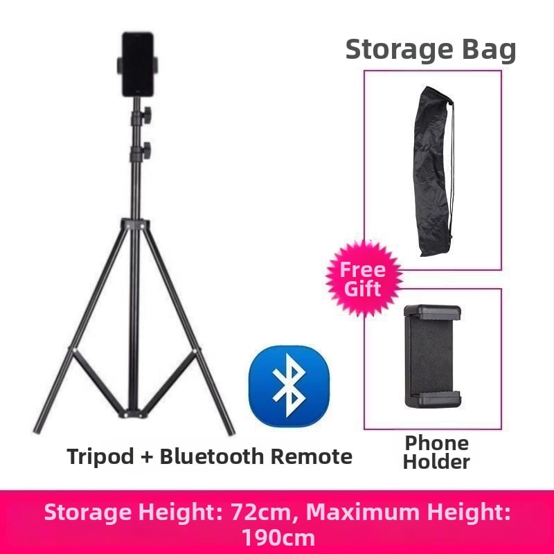 Mobiltelefon-tartó és tripod élő közvetítéshez, univerzális fotózáshoz, asztali vagy álló kivitel, teleszkópos, rozsdamentes acél