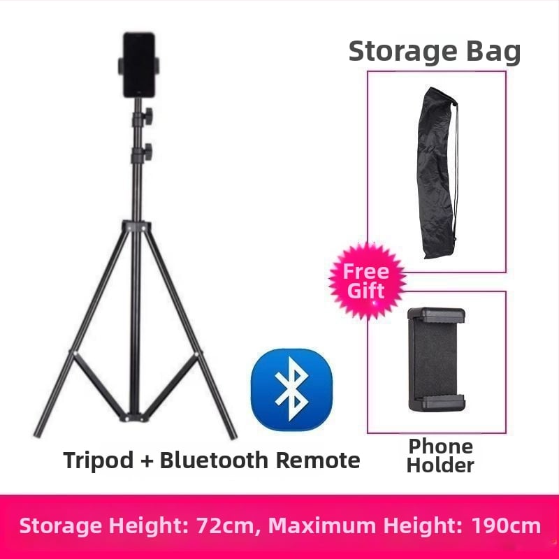 Mobiltelefon-tartó és tripod élő közvetítéshez, univerzális fotózáshoz, asztali vagy álló kivitel, teleszkópos, rozsdamentes acél