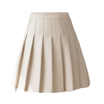 Ženska kratka plisirana suknja s visokim strukom, jednofarbna vunena tkanina, poliester 50–70%, casual stil
