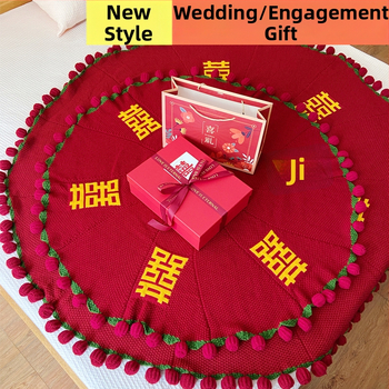 Cuvertură de nuntă tricotată, fibră acrilică, 800–1000 g, personalizabilă, model monocrom, ideal pentru proaspeți căsătoriți