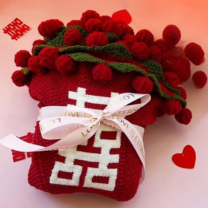 Cuvertură de nuntă tricotată, fibră acrilică, 800–1000 g, personalizabilă, model monocrom, ideal pentru proaspeți căsătoriți