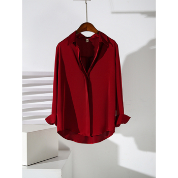 Košulja od acetatne tkanine, glavna tkanina: poliester, jednobojni uzorak, ovratnik polo, zatvaranje: red s više kopči