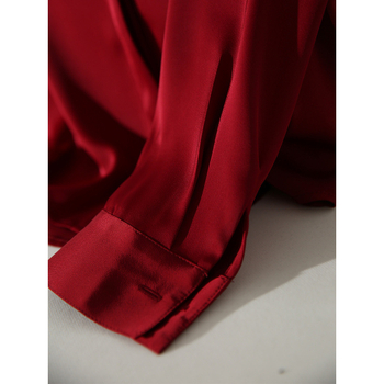 Košulja od acetatne tkanine, glavna tkanina: poliester, jednobojni uzorak, ovratnik polo, zatvaranje: red s više kopči