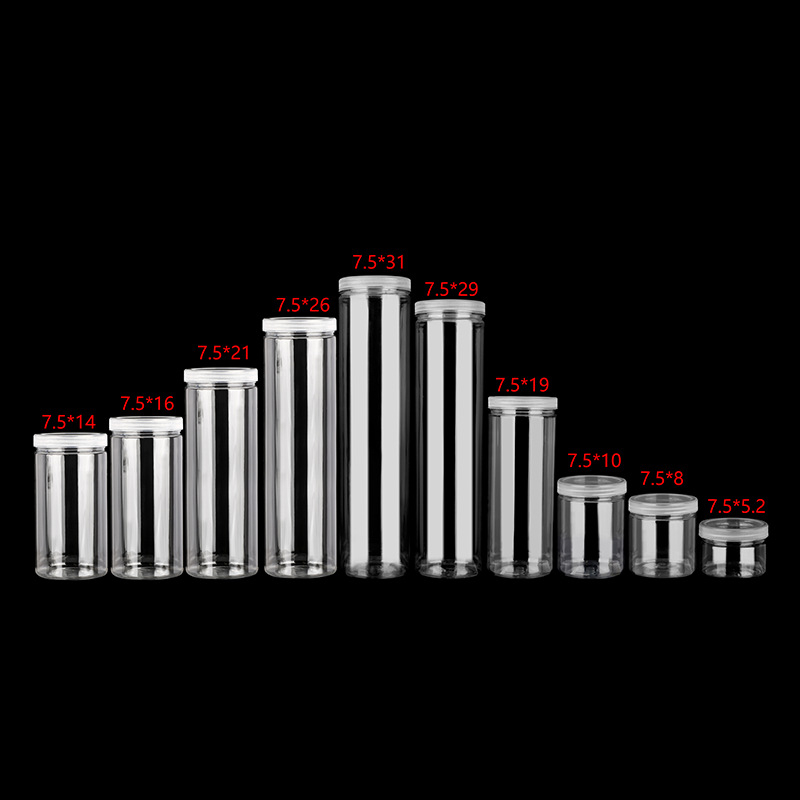 PET διαφανές κυλινδρικό μπουκάλι με χειρολαβή και καπάκι με ευρύστόμιο για καθημερινή χημική συσκευασία, με εκτύπωση λογότυπου