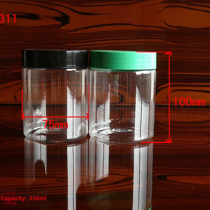 PET διαφανές κυλινδρικό μπουκάλι με χειρολαβή και καπάκι με ευρύστόμιο για καθημερινή χημική συσκευασία, με εκτύπωση λογότυπου