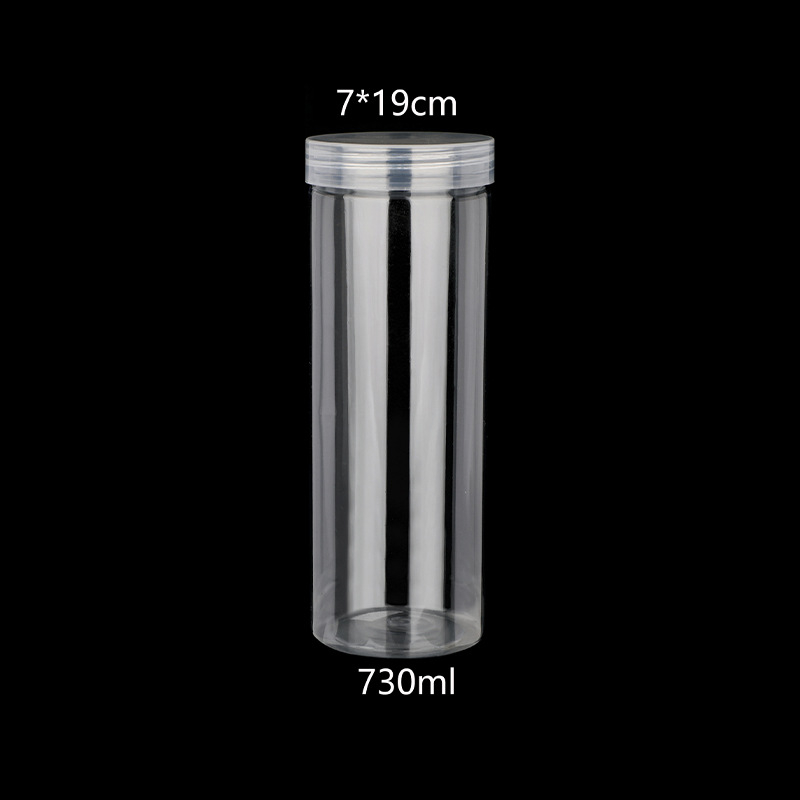 PET διαφανές κυλινδρικό μπουκάλι με χειρολαβή και καπάκι με ευρύστόμιο για καθημερινή χημική συσκευασία, με εκτύπωση λογότυπου