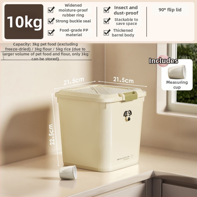 Nádoba na skladovanie krmiva pre mačky a psy, uzavretá, polypropylén, domáce použitie