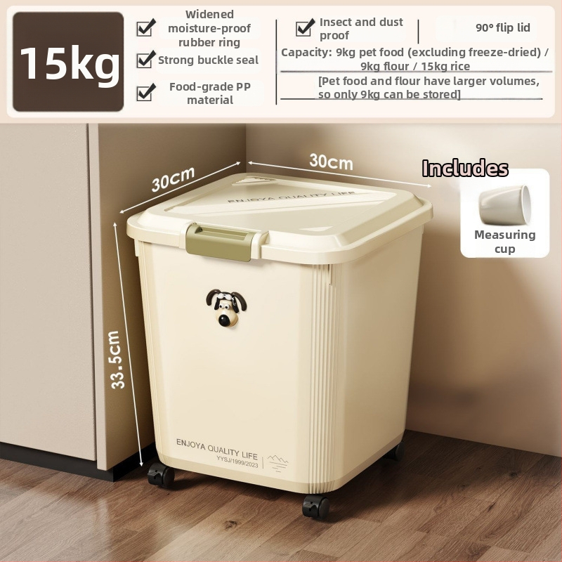 Nádoba na skladovanie krmiva pre mačky a psy, uzavretá, polypropylén, domáce použitie