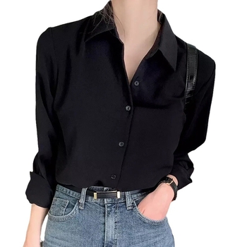 POLO galléros ing, hosszú ujjú, laza szabású, chiffon anyag, poliészter-elasztán keverék