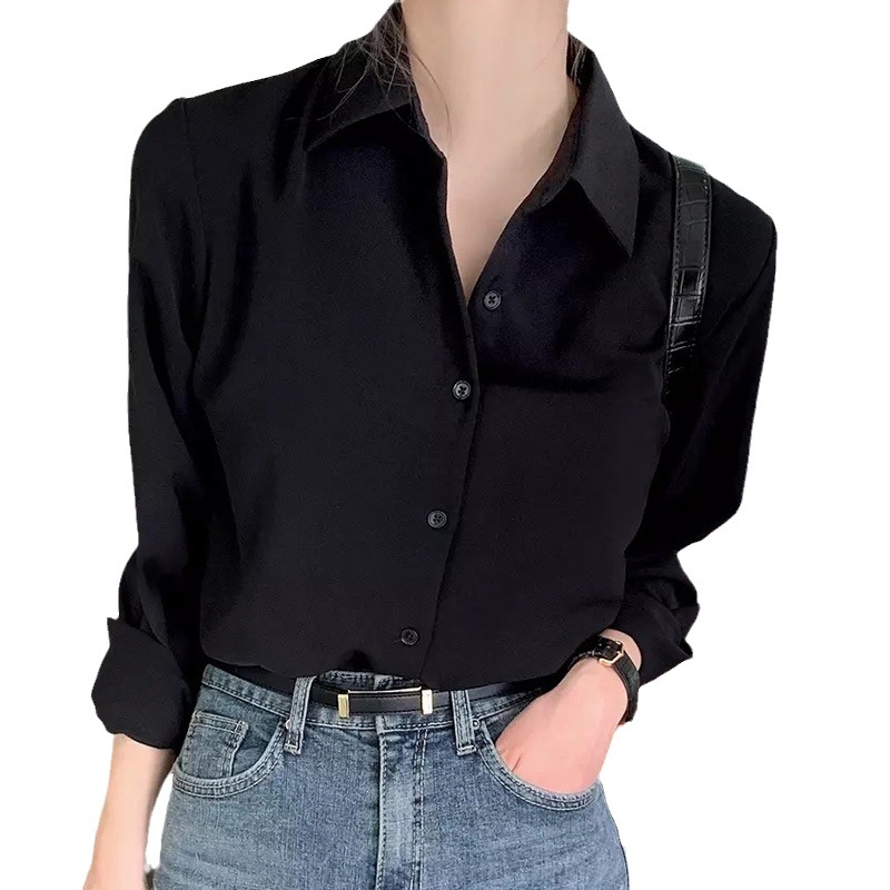 POLO galléros ing, hosszú ujjú, laza szabású, chiffon anyag, poliészter-elasztán keverék