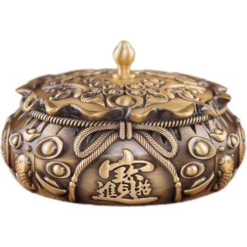 Mjesingasti pepeljarnik s poklopcem, Money bag model, graviran dizajn u kineskom stilu, Hongda bronze ware
