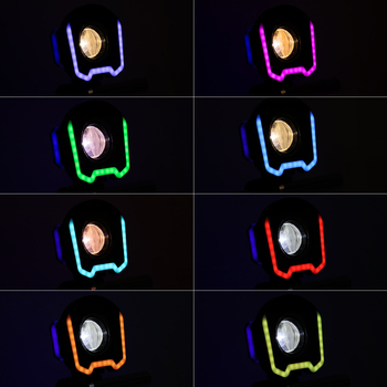 LED reflektor za motocikl s bijelim i žutim bljeskom te šarenom aperturom, kućište od aluminijske legure, 12V, 3W, model Motor312-rgb-wy-f-1
