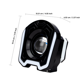 LED reflektor za motocikl s bijelim i žutim bljeskom te šarenom aperturom, kućište od aluminijske legure, 12V, 3W, model Motor312-rgb-wy-f-1