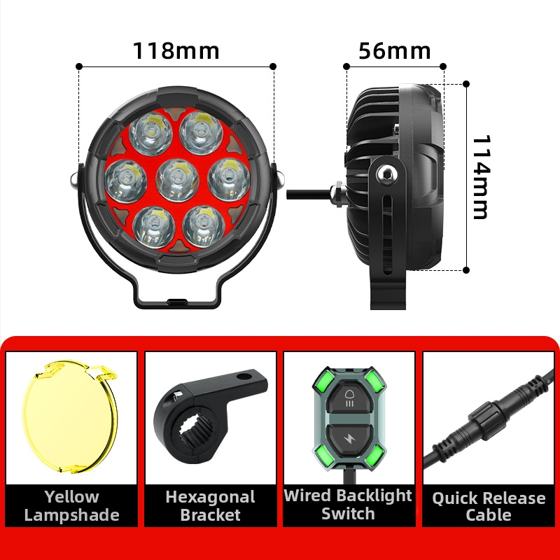 Sedmerostruki LED reflektor za motocikl, LED svjetlo za maglu, pomoćno svjetlo za teren – ultra jako prednje svjetlo