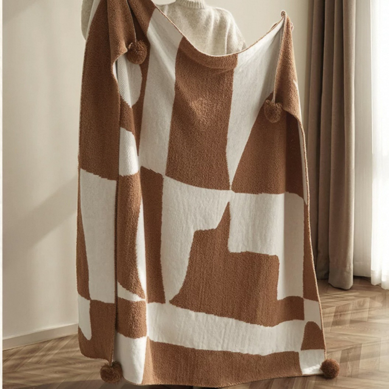 Dječja deka s geometrijskim uzorkom, poliesterski materijal, 500–800 g, za sve sezone, minimalistički stil