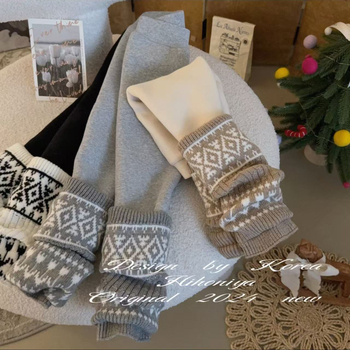 Fetițe: Colanți de iarnă cu fleece, 50% bumbac, talie medie, lungi