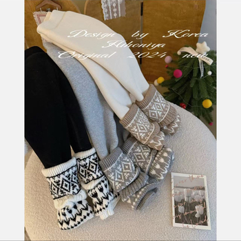 Fetițe: Colanți de iarnă cu fleece, 50% bumbac, talie medie, lungi