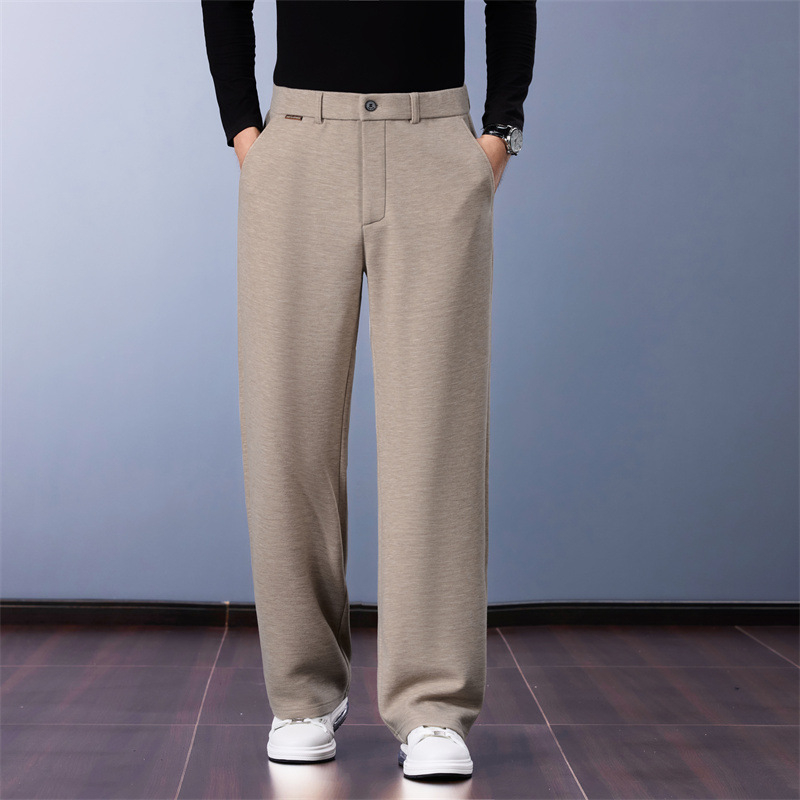 Muške ravne hlače u poslovno-casual stilu (visoki struk, zatvarač, debela vunena-bambus mješavina, trodimenzionalno krojenje)