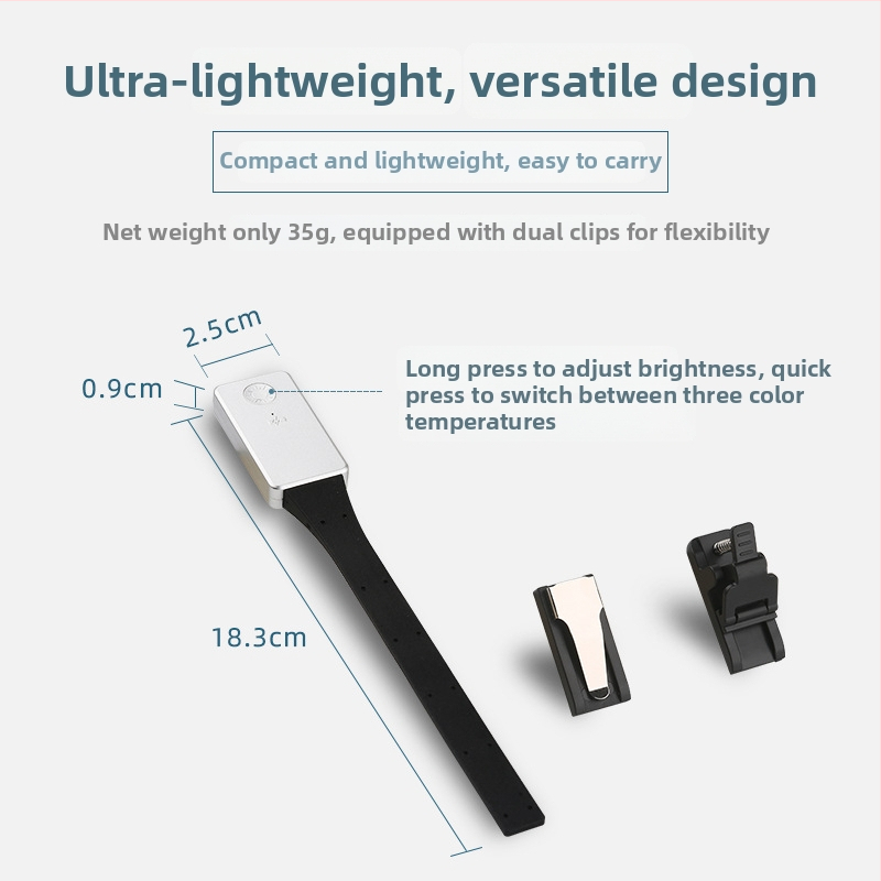 Klip-učna lampica za knjige s USB napajanjem, osnovno osvjetljenje, CRI 80–89, ≤36V, noćna svjetlost, lampica za učenje, atmosfersko osvjetljenje