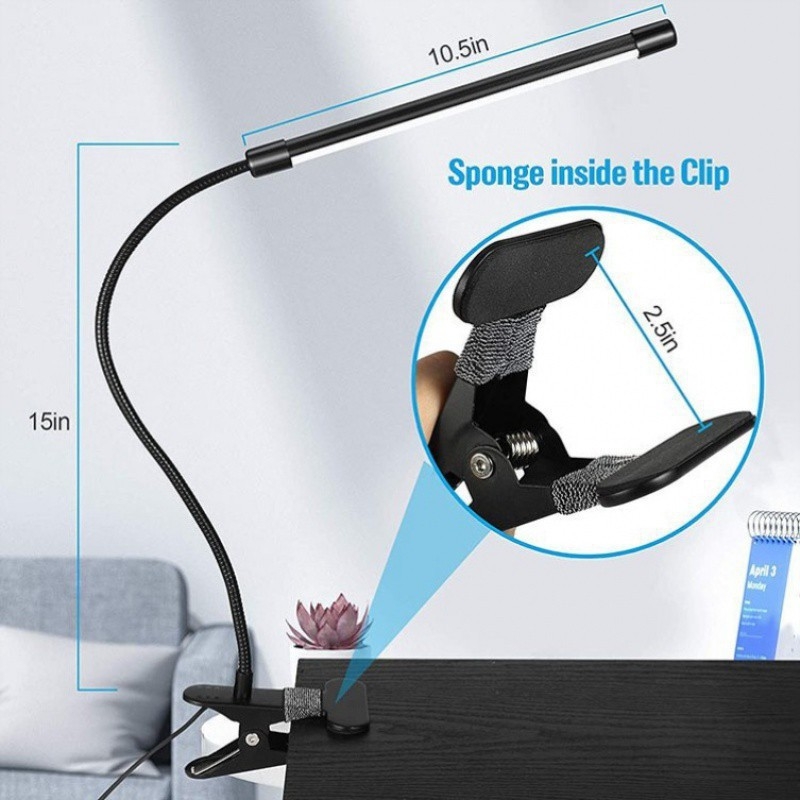 Lampa za nokte s klipom za stol s dugim ramenom i zaštitom očiju — USB napajanje, CRI ≥95
