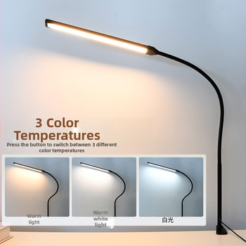 LED stolna lampa s fleksibilnim vratom za zaštitu očiju, USB napajanje, s jednom glavom, klips lampica za čitanje na stolu
