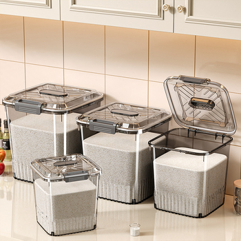 Container pentru depozitare orez și cereale — etanșare, protecție împotriva umidității și insectelor; material: plastic PP; capacitate: 10 L sau mai mult; stil: minimalist modern