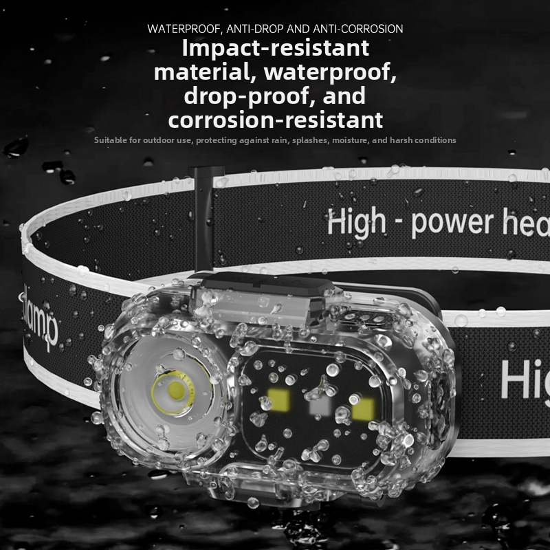 Frontala LED rezistentă la apă pentru exterior, 3W LED, baterie 1200mAh, încărcare USB, lampă de lucru purtabilă pe cap, rază până la 50 m