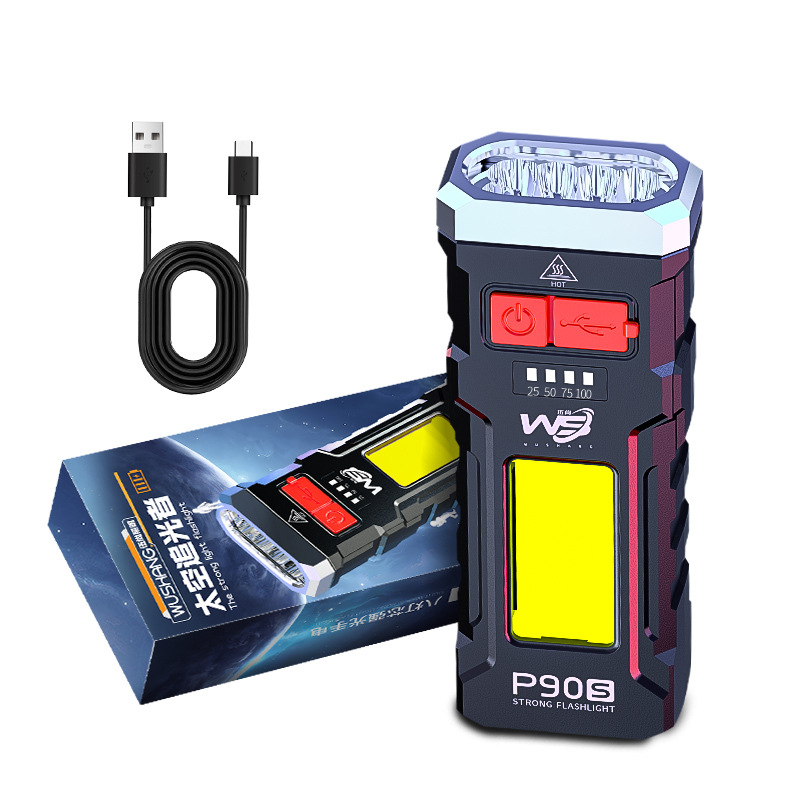 Ručna svjetiljka s dvostrukim izvorom svjetla, USB-C brzo punjenje, osam LED čipova, 5W, baterija 18650, domet 150 m
