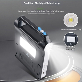 Solárna núdzová LED lampa s duálnym použitím – baterka a kempingové svetlo, hliníkové telo, LED zdroj, model 038, Jiuyang