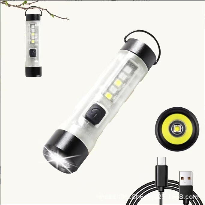Mini lampica za ključeve — LED, 10W, polymer litij baterija, ručno napajanje, domet snopa 100–200 m