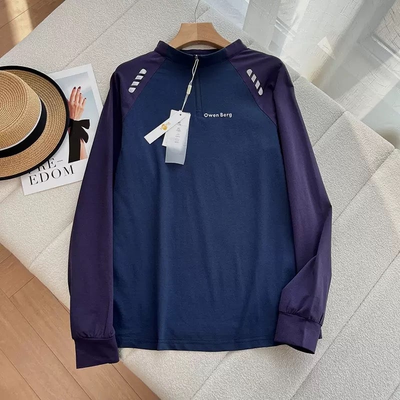 Majica od pamuka i poliestera, kontrastni uzorak, dugi rukavi, slobodan kroj, ležerni stil