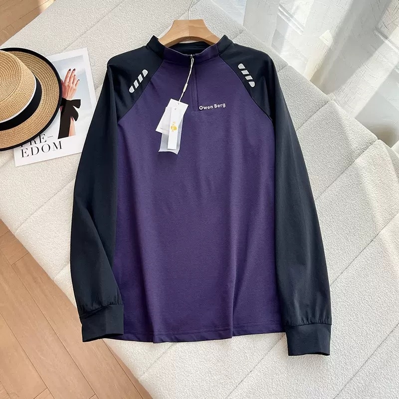 Majica od pamuka i poliestera, kontrastni uzorak, dugi rukavi, slobodan kroj, ležerni stil