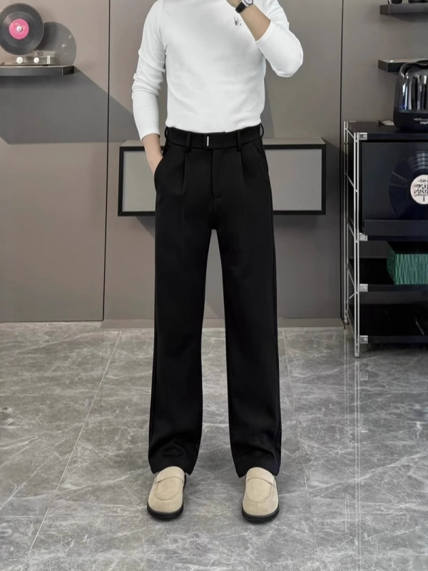 Muške zimske hlače ravnog kroja, teške, casual-business stil, jednobojne, zatvarač