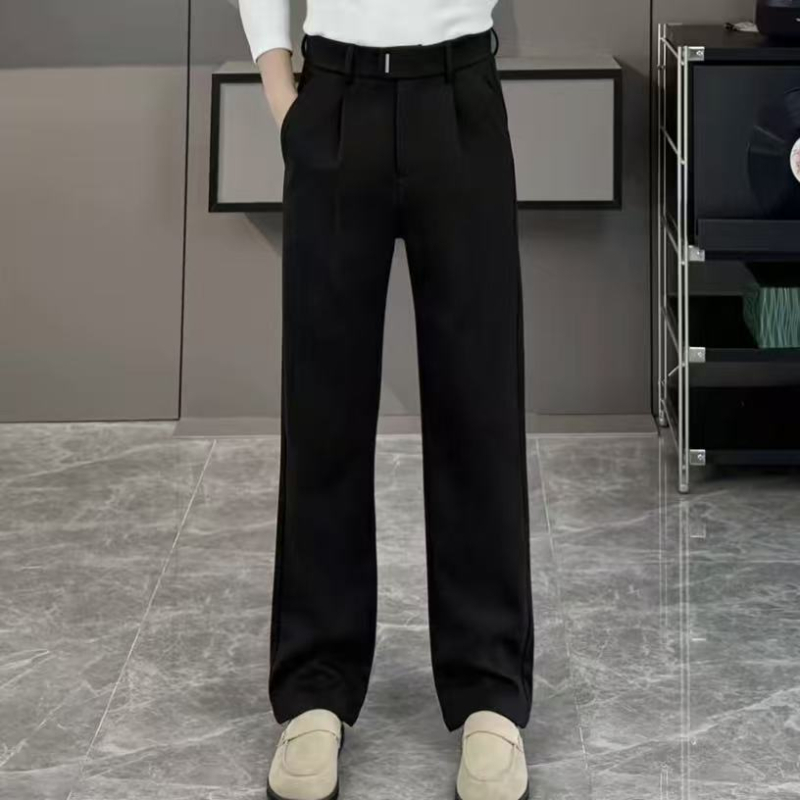 Muške zimske hlače ravnog kroja, teške, casual-business stil, jednobojne, zatvarač