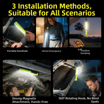 COB munkalámpa autójavításhoz mágneses kampóval, újratölthető, 5W, 360° forgás